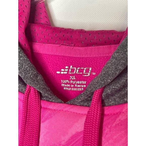 BCG Women's Pink & Gray Hooded Pullover Sweatshirt XL - Picture 3 of 15
